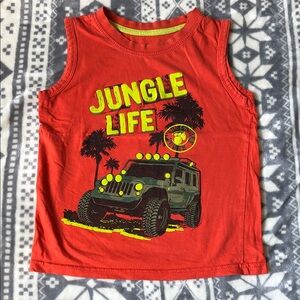 George orange Tank Top with Jungle Life Jeep Graphic